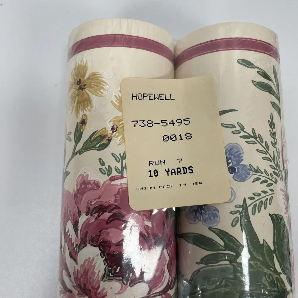 Vintage '96 Flower Boarder Wallpaper Border 10 Yards Hopewell 738-5495 0018 USA